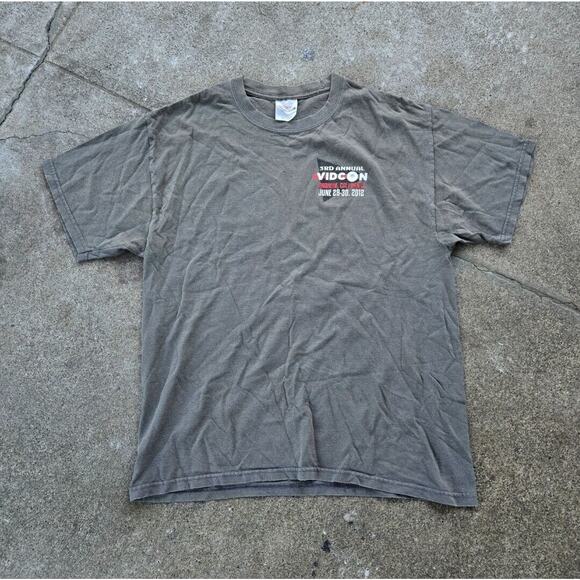 Vintage Y2K Vid Con T-Shirt Grey Men’s Medium Anime Comic Con Online Video - Picture 2 of 4